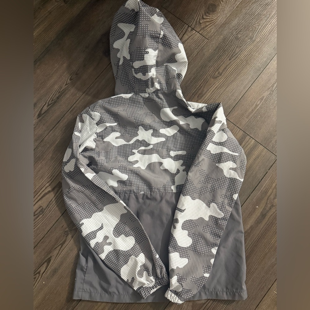 OCG Youth Gray Camo Half Zip Windbreaker Hoodie Lightweight Jacket Size M - Picture 2 of 4